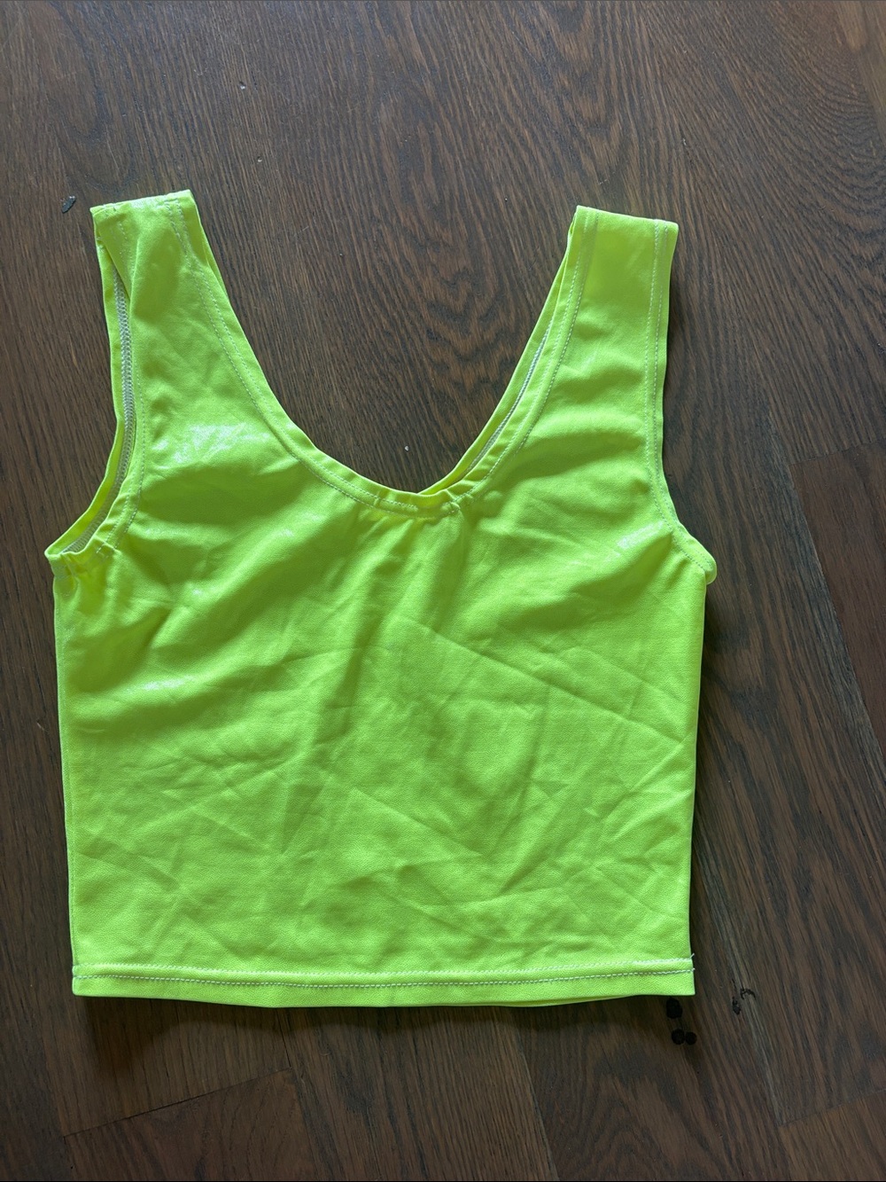 NWOT Women’s Neon Lime Green Crop Tank Top - Sleeveless Scoop Neck